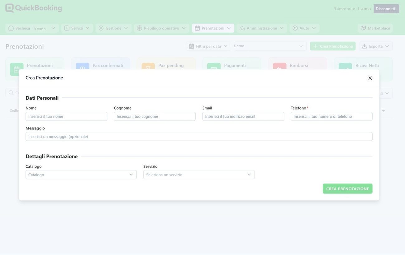Inserimento dati personali del cliente