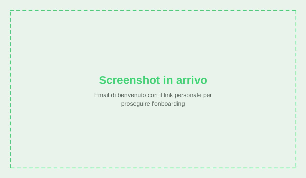 Email di benvenuto con il link personale per proseguire l'onboarding