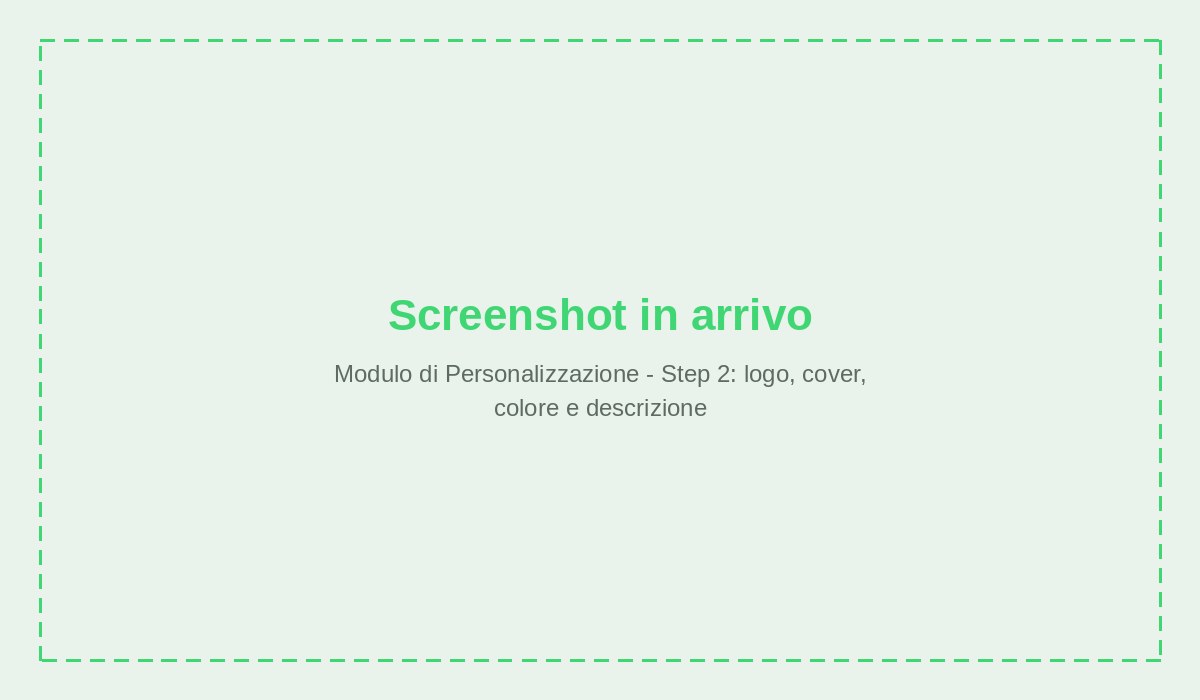 Modulo di Personalizzazione - Step 2: logo, cover, colore e descrizione