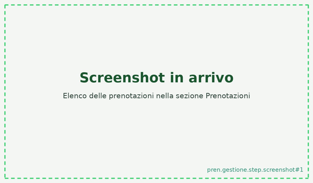 Elenco delle prenotazioni nella sezione Prenotazioni